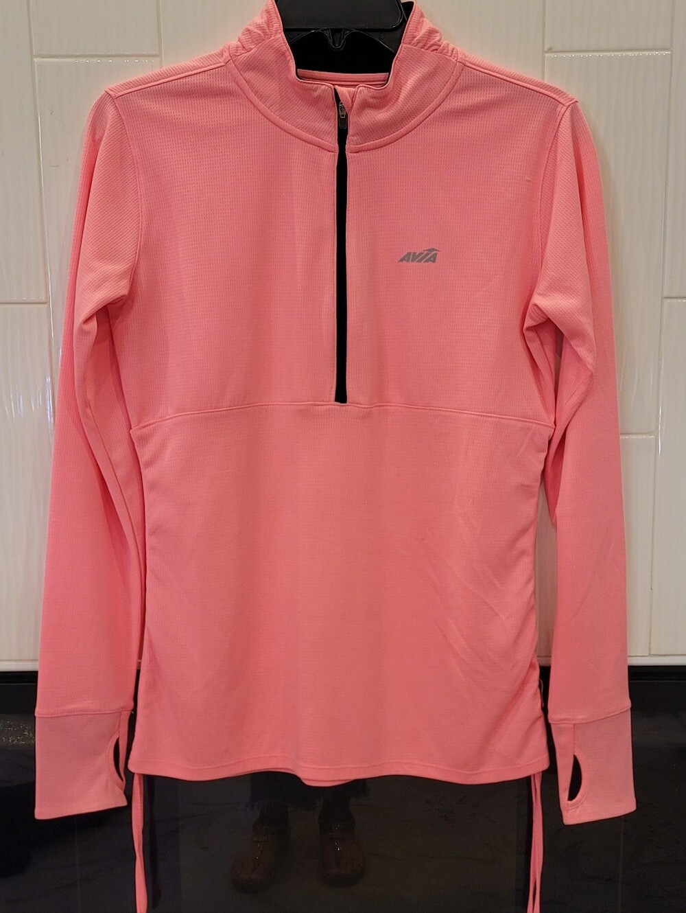 Avia Pink 1/4 Zip Athletic Pullover Top with Thumbholes - Size S